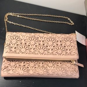 Urban Expressions, Mauve Laser Cut Floral Design Clutch Handbag